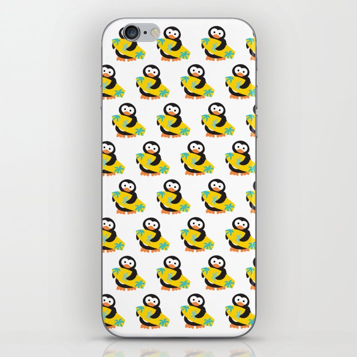Surfing penguin pattern, yellow board iPhone Skin