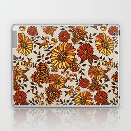 Retro 70s boho hippie orange flower power Laptop Skin