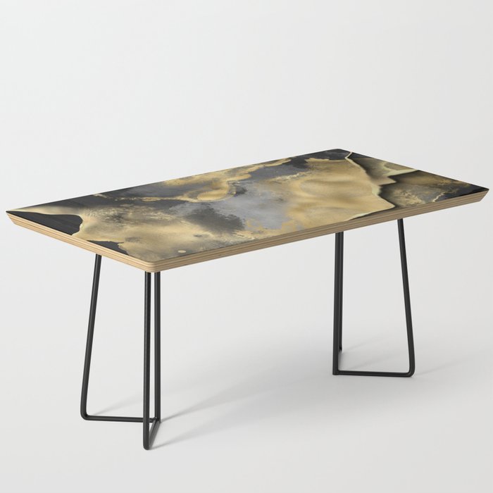 Gold and Black Modern Abstract Art Print Coffee Table