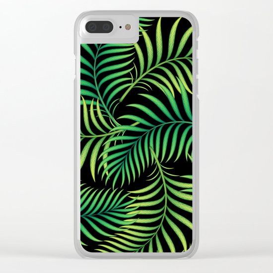Night Jungle. Tropical Pattern / Palm leaves Clear iPhone Case