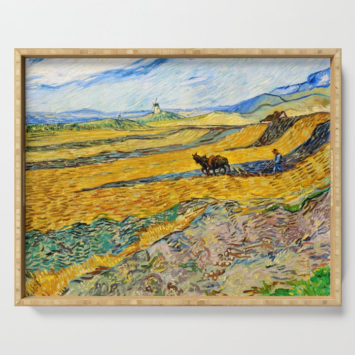 Vincent van Gogh "Enclosed Field with Ploughman" Serving Tray