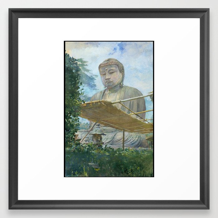 The Great Statue of Amida Buddha at Kamakura, Known as the Daibutsu, from the Priest's Garden Framed Art Print