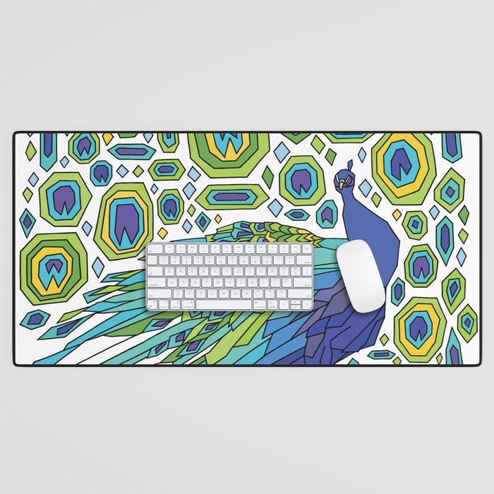 Peacock Feathers Desk Mat