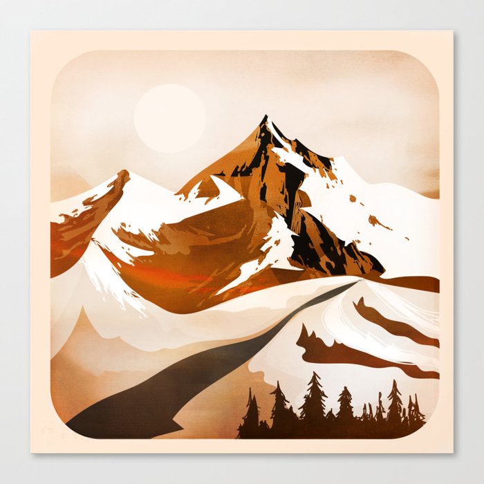 Peaceful Snowy Peak Sunset Canvas Print
