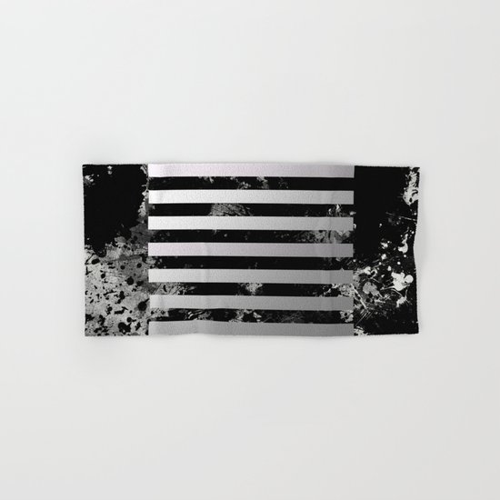 Industrial Action - Metallic, black and white, abstract, geometric, textured painting Hand & Bath Towel