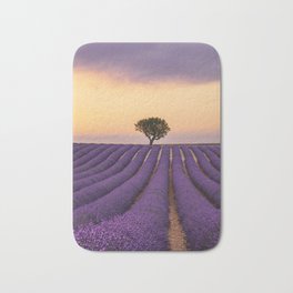 Sunset Over Lavender Field Bath Mat