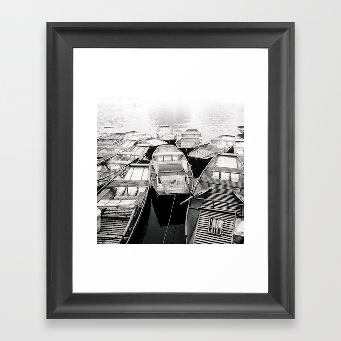 Boats in Vietnam Black and White Fine Art Print  • Travel Photography • Wall Art Framed Art Print