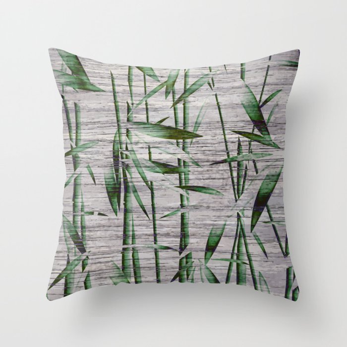 Winter Bamboo Leaves Throw Pillow