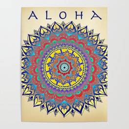 Vintage Inspired "Aloha" Mandala Print Poster