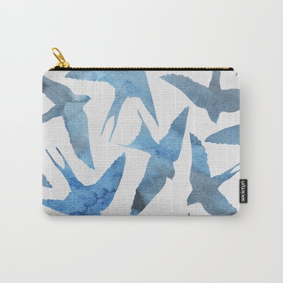 Watercolor blue birds Carry-All Pouch