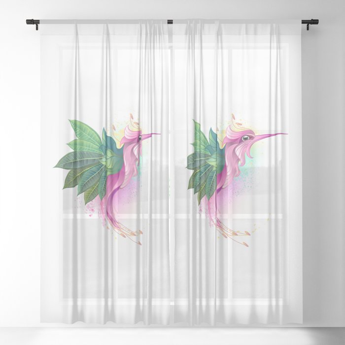 Hummingbird Flower Sheer Curtain