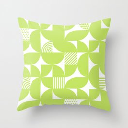 Lime Green Mid Century Bauhaus Semi Circle Pattern Throw Pillow