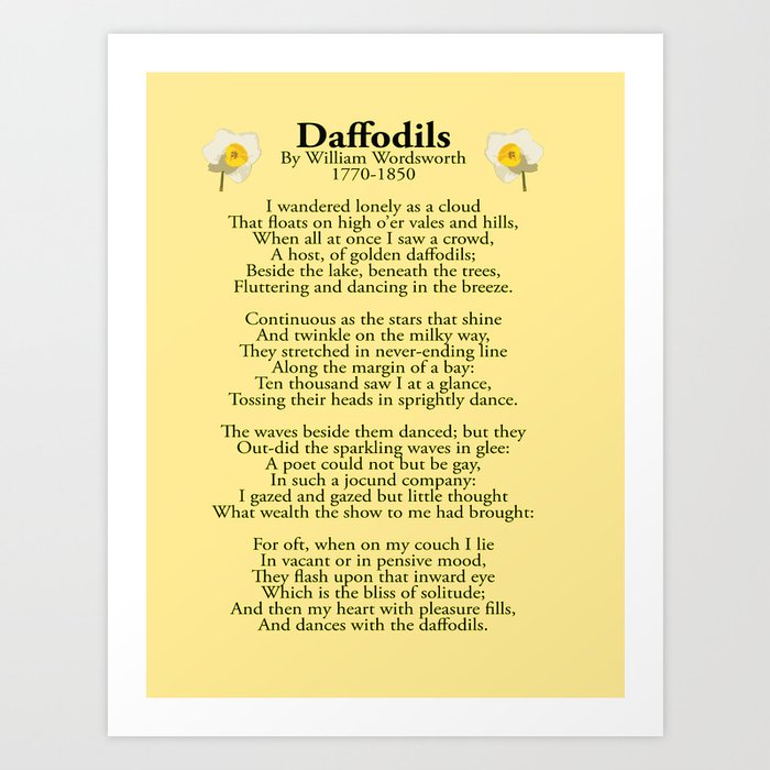 Daffodils. By William Wordsworth 1770-1850. Art Print