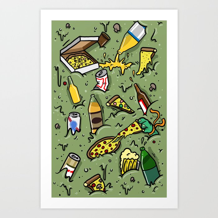 PIZZA AND BEER Art Print