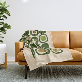 Mid Century Modern Modern Organic Shapes Pattern 321 Green Throw Blanket