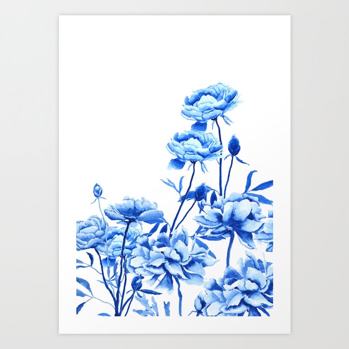 blue peonies Art Print