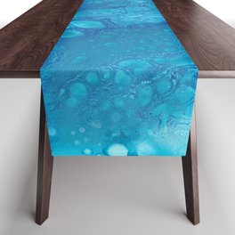 Ocean Blue 33122-1 Modern Abstract Alcohol Ink Painting by Herzart Table Runner