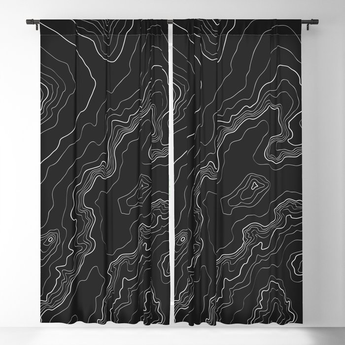 Black & White Topography map Blackout Curtain