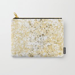 White and Gold Patina Style Design Carry-All Pouch