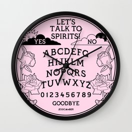 Let's Talk To Spirits | Pastel Pink Black Summoning Board Game Wall Clock