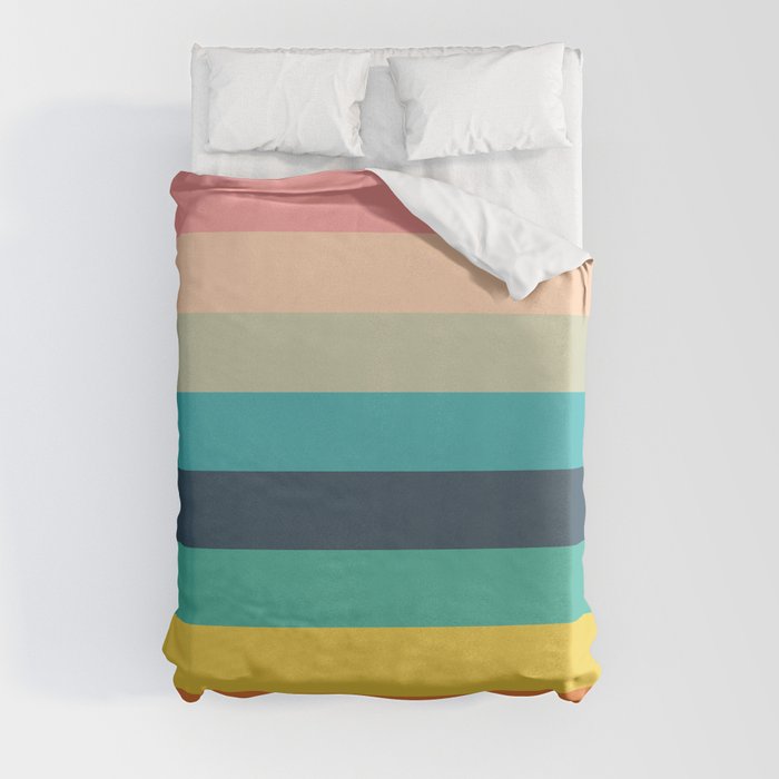 Colorful Timeless Stripes Totetsu Duvet Cover