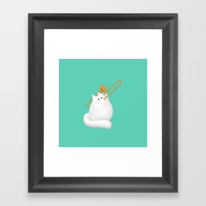 Trombone Cat Framed Art Print