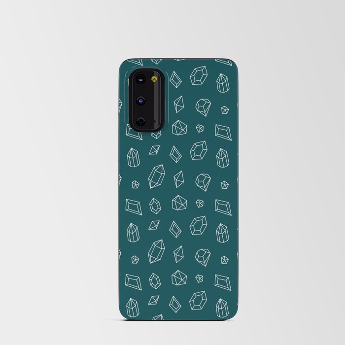 Teal Blue and White Gems Pattern Android Card Case