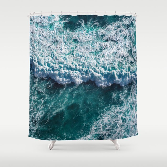 Strong Foamy Ocean Waves Shower Curtain