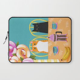 French Press Coffee Cats and Bananas Laptop Sleeve