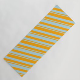 [ Thumbnail: Orange & Light Blue Colored Lines Pattern Yoga Mat ]