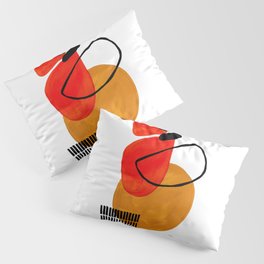 Mid Century Modern Abstract Vintage Pop Art Space Age Pattern Orange Yellow Black Orbit Accent Pillow Sham