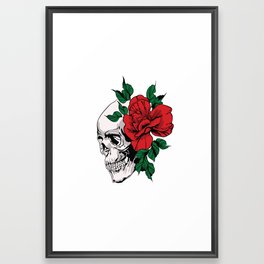 Dead Skull Girl Flower Framed Art Print