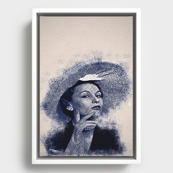 women hat Poster in Home Wall Art Framed Canvas