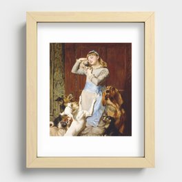 Briton Riviere - Girl With Dogs  Recessed Framed Print