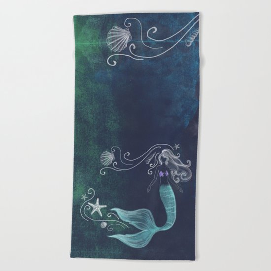 chalk mermaid #2 Beach Towel