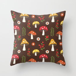 Whispering Woods: Mushroom Patterns for Home Decor Throw Pillow