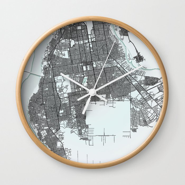 Khartoum, Sudan, White, City, Map Wall Clock by City Map Art Prints