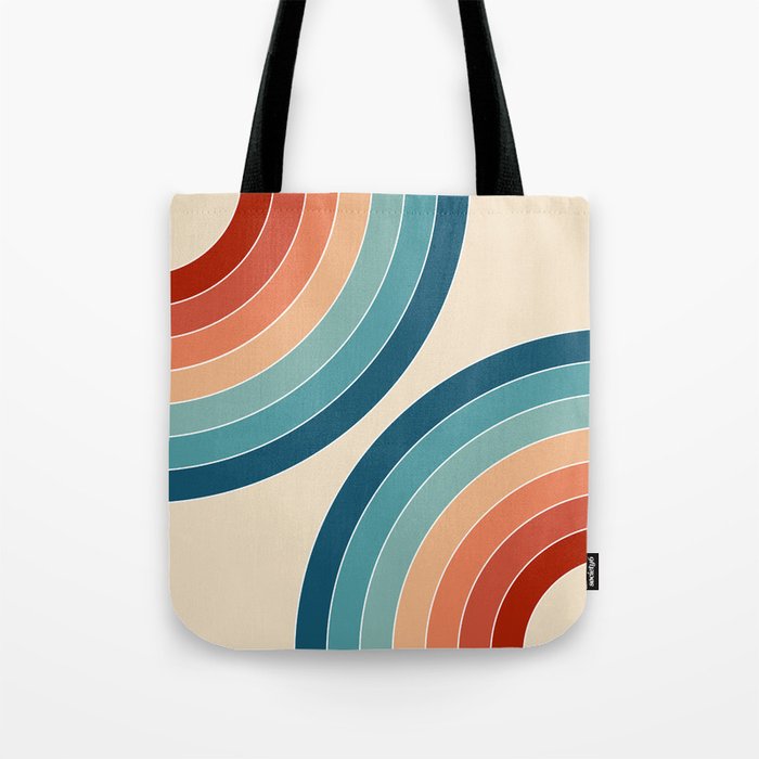Blue, red and orange retro style circles Tote Bag