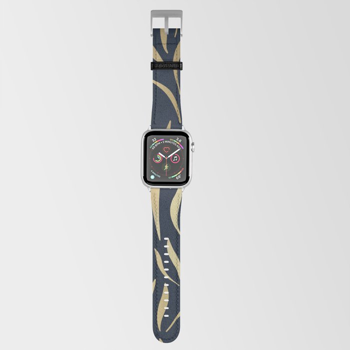 Navy and Gold Abstract Leaves Apple Watch Band