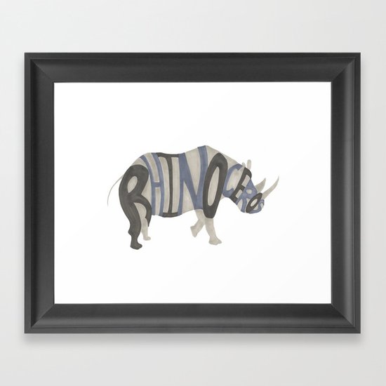 Rhinoceros Typography Framed Art Print