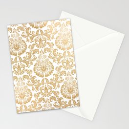 Gold foil swirls damask 16 Stationery Card