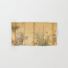 Japanese Edo Period Six-Panel Gold Leaf Screen - Spring and Autumn Flowers Hand & Bath Towel
