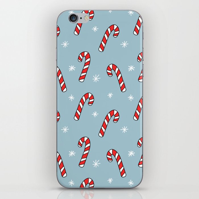 Candy Cane Pattern (light blue) iPhone Skin