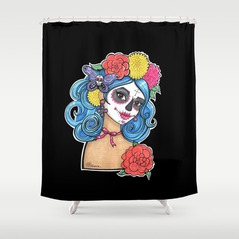 Dia De Los Muertos Sugar Skull Girl Shower Curtain By