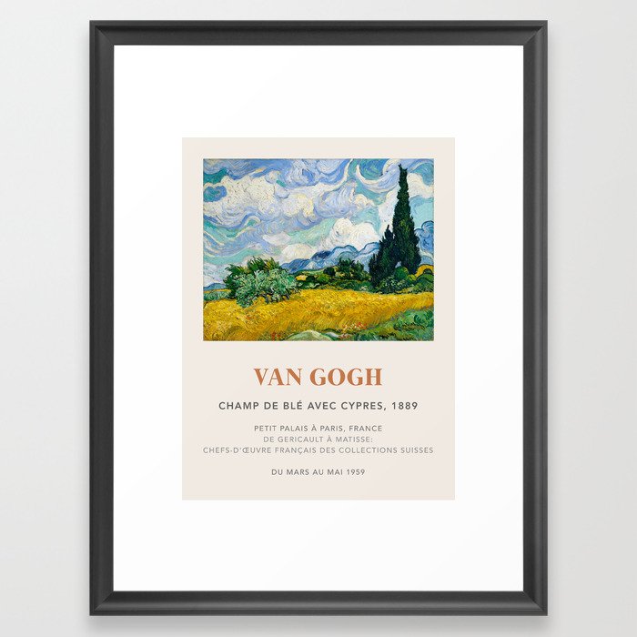 Van Gogh Art Exhibition: Wheat Field with Cypresses Framed Art Print