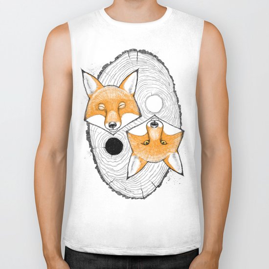 yin yang fox Biker Tank