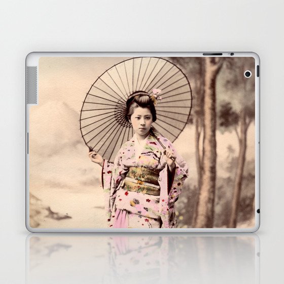 Japanese girl with parasol Laptop & iPad Skin