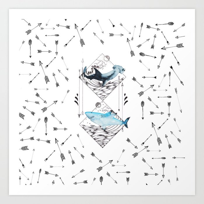 sharks & arrows Art Print