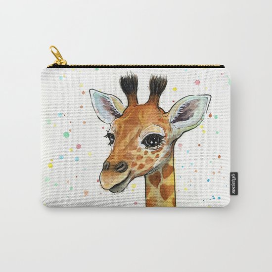 Baby Giraffe Nursery Print Watercolor Animal Portrait Hearts Carry All Pouch By Art Prints Society6 Baby Giraffe Nursery Print Watercolor