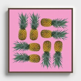 Pineapples and Pink Framed Canvas